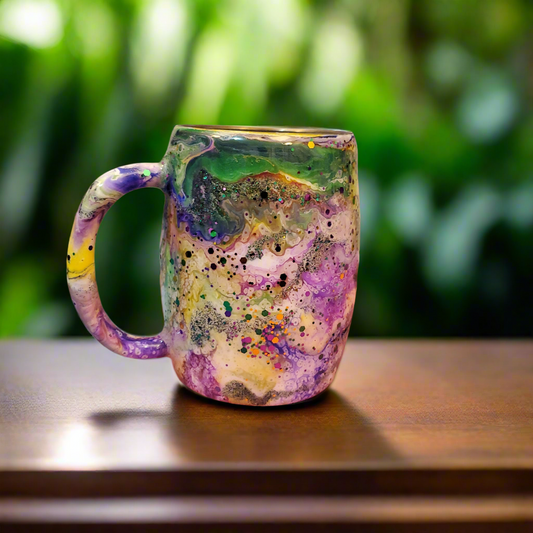 14 oz Coffee Mug Mardi Gras Colors